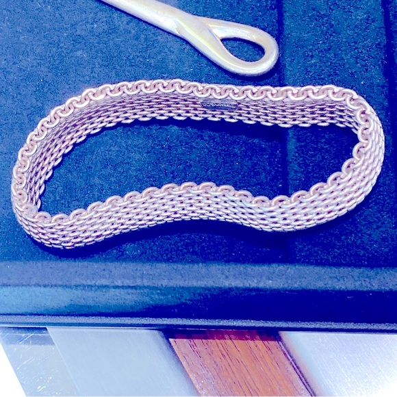 Tiffany & Co. Somerset Mesh Bangle Sterling Silver 925 Bracelet - Picture 3 of 3